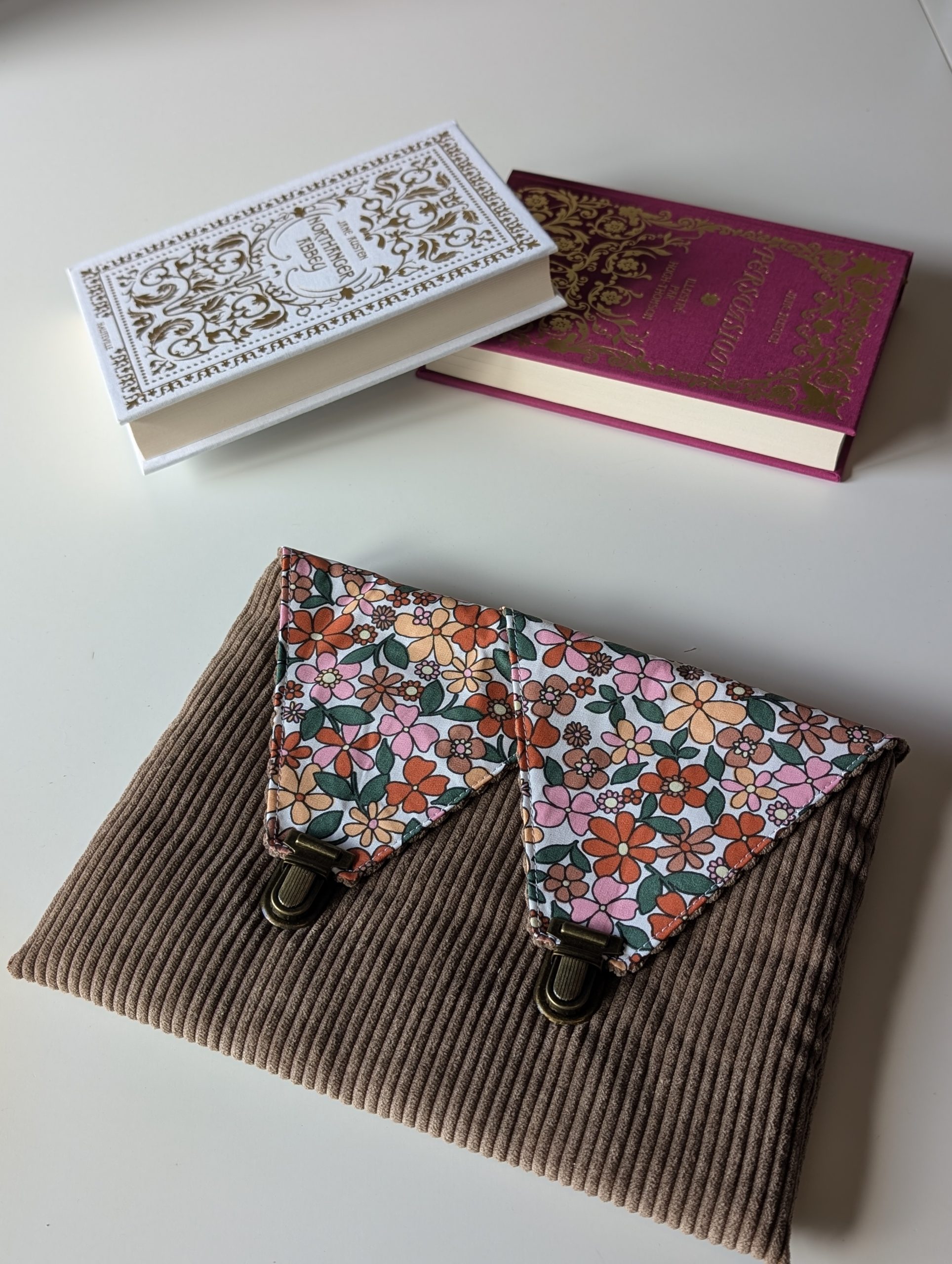 Sac-Pochette 2-en-1 - Velours Côtelé Marron Glacé & Fleurs d'Automne – Image 3