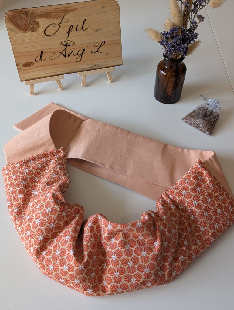 Ceinture Bouillotte Graines de Lin - Motif Géométrique Terracotta