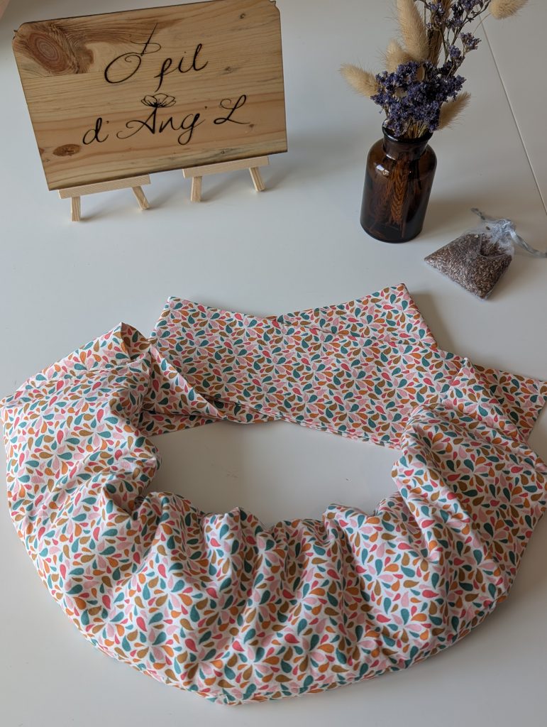 Ceinture Bouillotte Graines de Lin - Motif Gouttes Multicolores