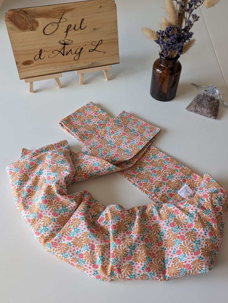 Ceinture Bouillotte Graines de Lin - Fleurs des Champs & Ocre Lumineux