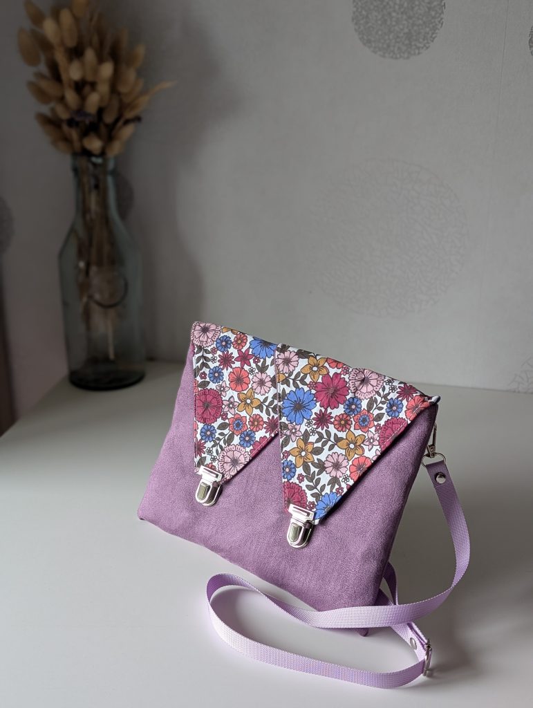 Sac-Pochette 2-en-1 — Suédine Violette & Jardin Fleuri