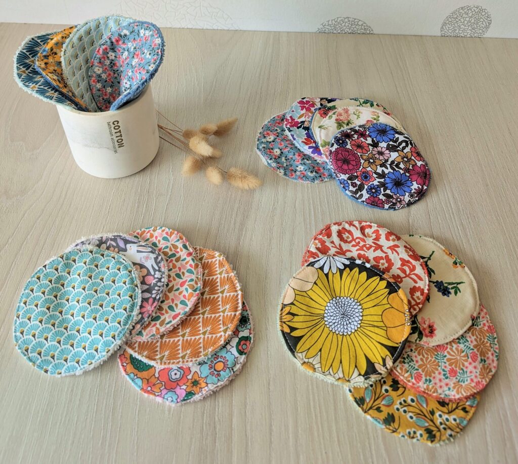 Lot de 5 lingettes lavables – Douceur & Fantaisie ✨